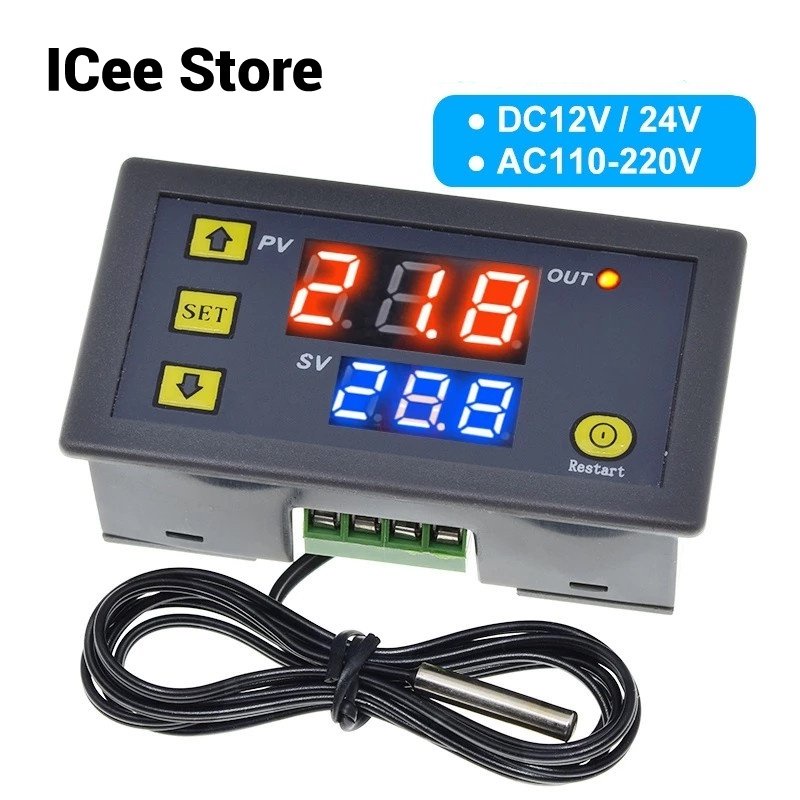 W3230 Mini Temperature Controller 12V 24V AC110 220V Probe Line 20A