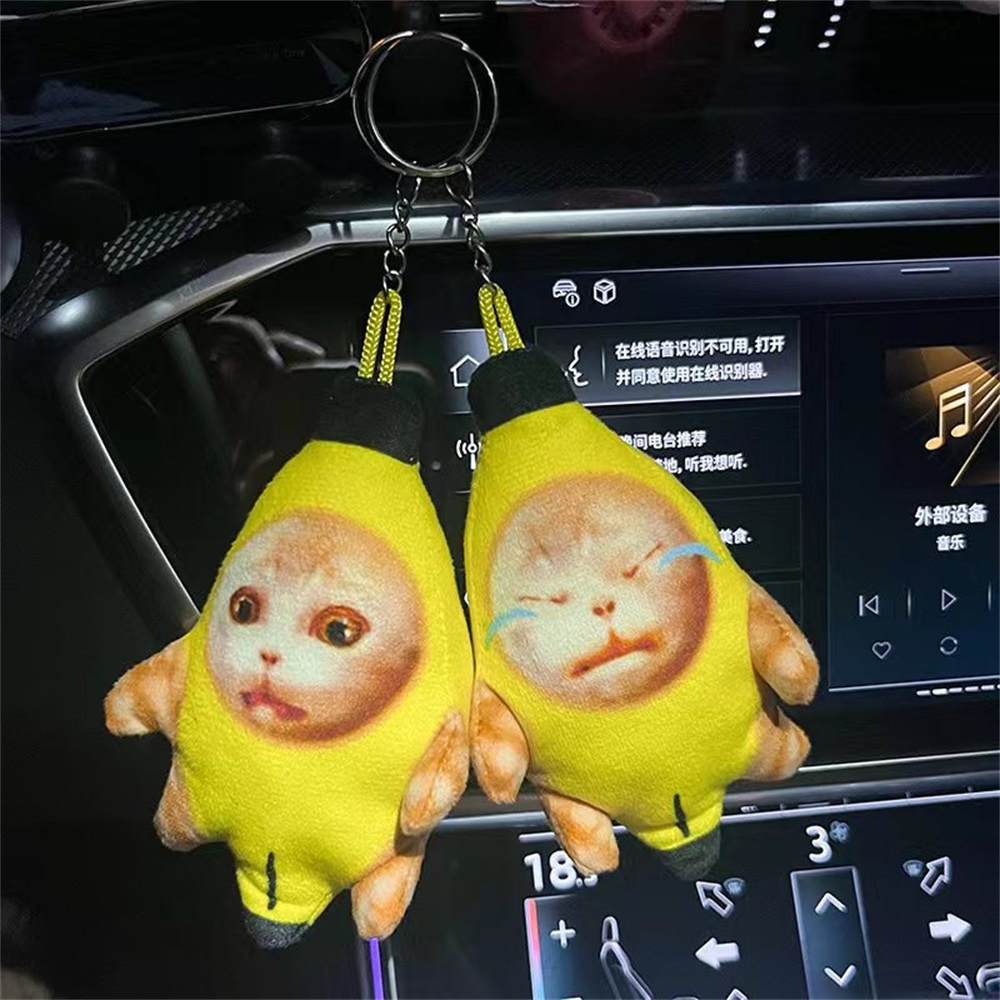 Crying Banana Cat Plush Pendant Cute Banana Cat Doll With Sound Toy