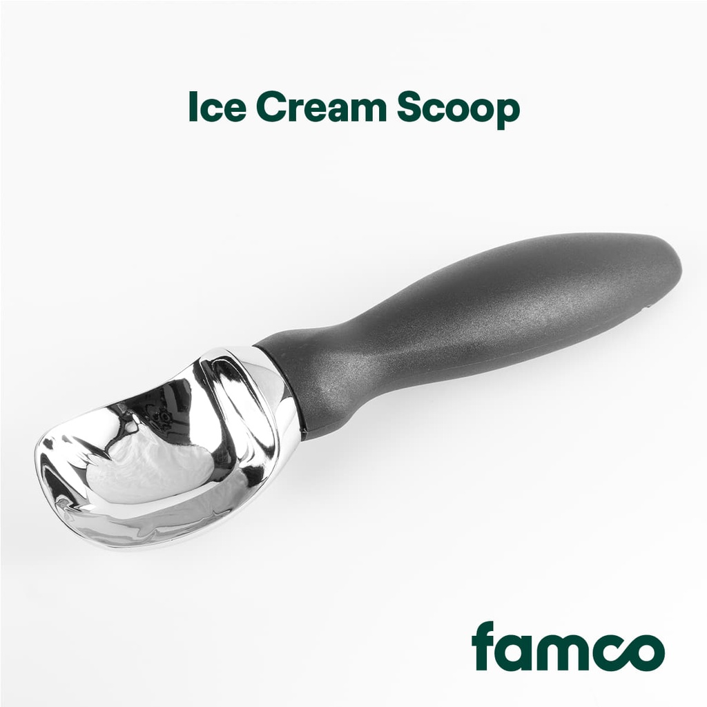 Famco Ice Cream Scoop Solid Stainless Steel Ergonomic Handle Easy