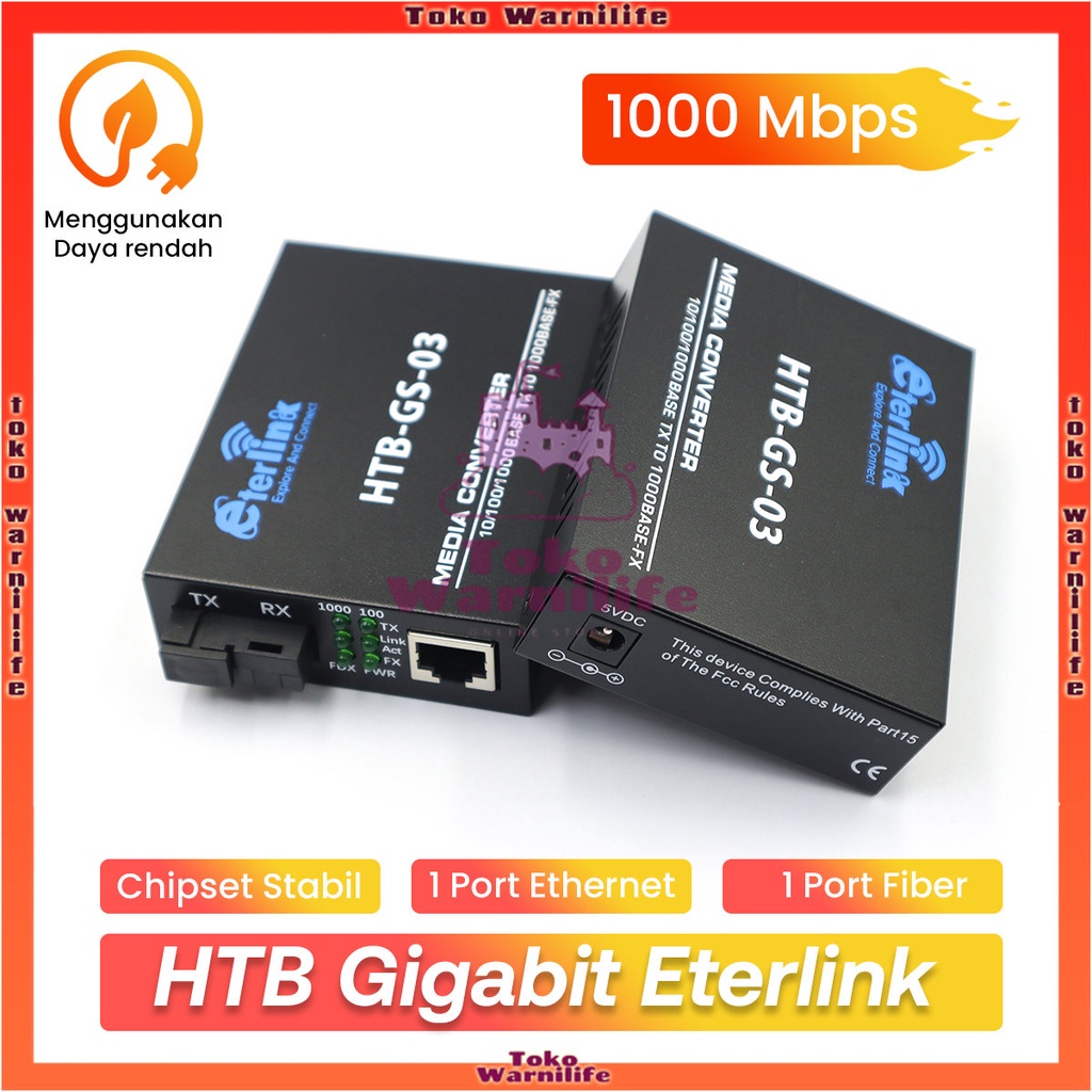 Media Converter Htb Gs A B Mbps Eterlink Single Mode Converter