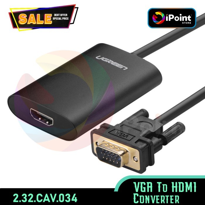 Ugreen VGA To HDMI Converter Cable Support Audio 40264 Shopee Philippines