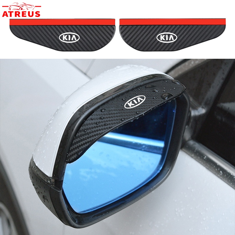 2pcs KIA Carbon Fiber Car Rear View Mirror Rain Eyebrow Rainproof Cover