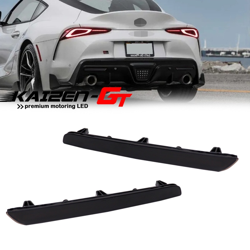 2PCS Smoked Lens Car Rear Bumper Reflector Tail Brake Light Cover