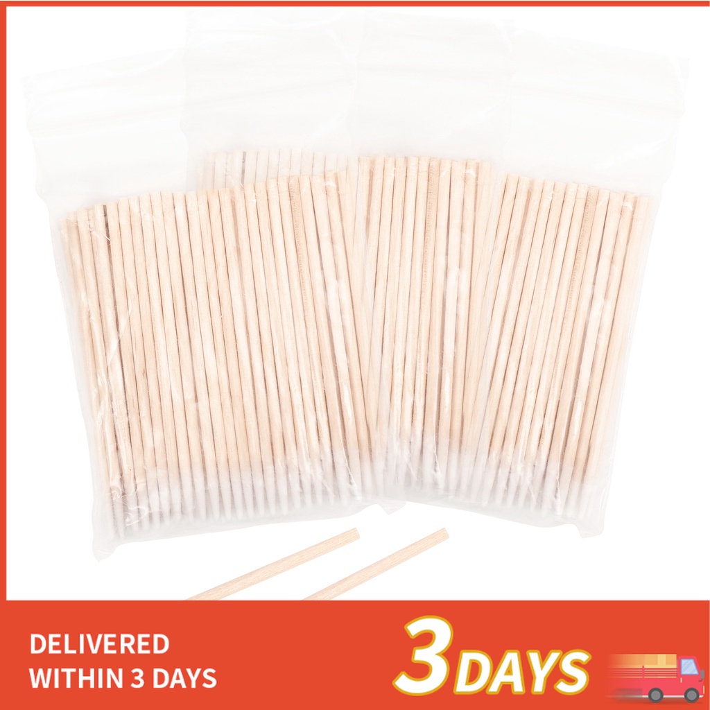 100pcs Disposable Ultra Small Cotton Swab Lint Free Micro Brushes Wood