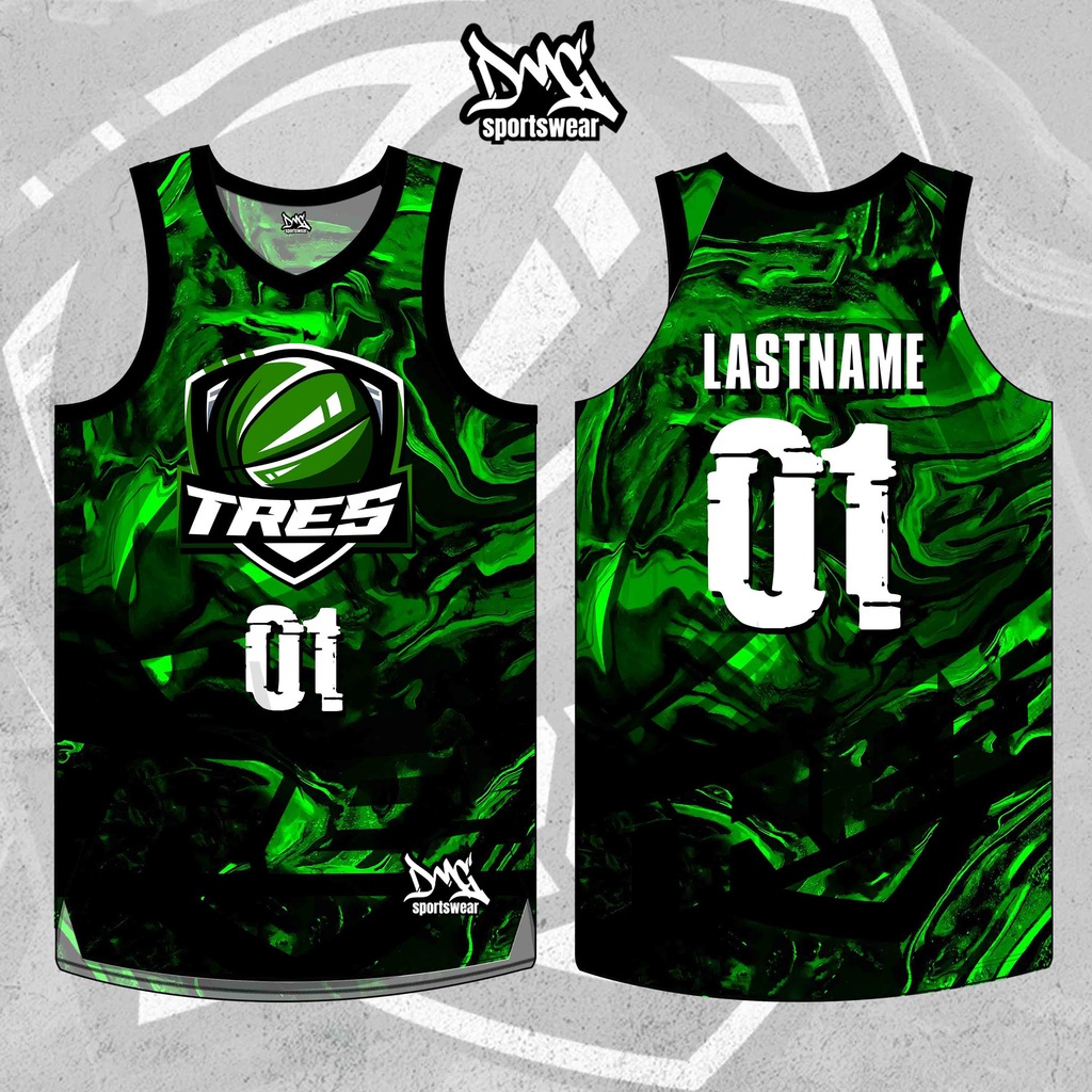 Basketball Jersey For Men Tres Black Green Customize Name And Number