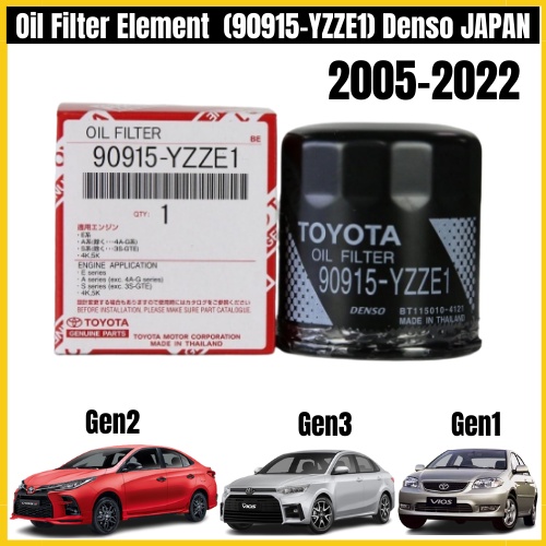 Oil Filter Element 90915 YZZE1 Denso JAPAN For Toyota Vios 2005 2022