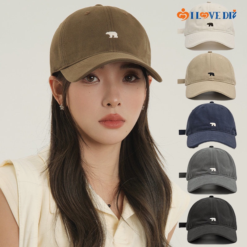 Simple Embroidery Polar Bear Hip Hop Snapback Caps Unisex Solid Color