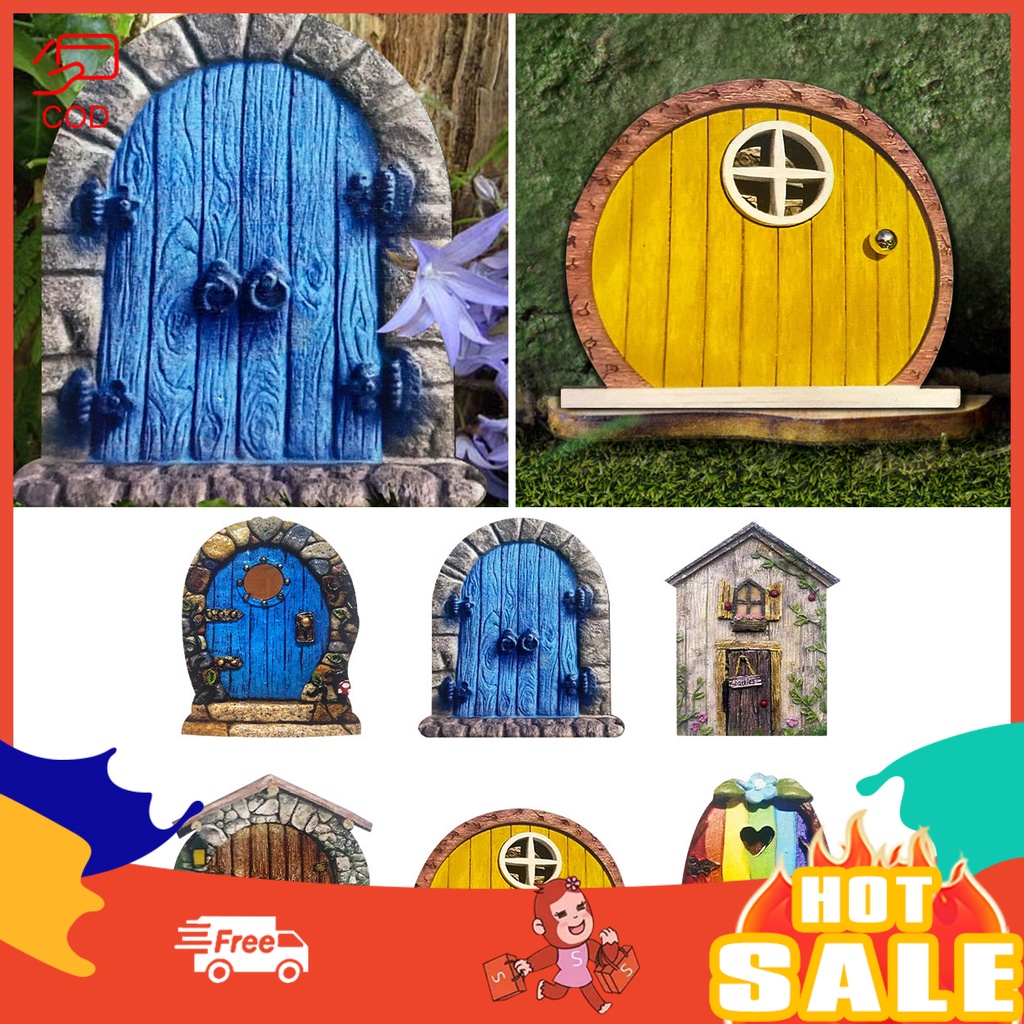 Tw Pcs Fairy Door Wooden Miniature Vivid Handmade Fine Texture Fairy