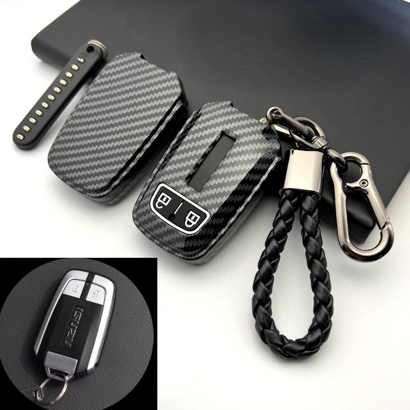 Carbon Fiber Silicone Car Key Cover Case For Isuzu D Max Dmax Truck Mux