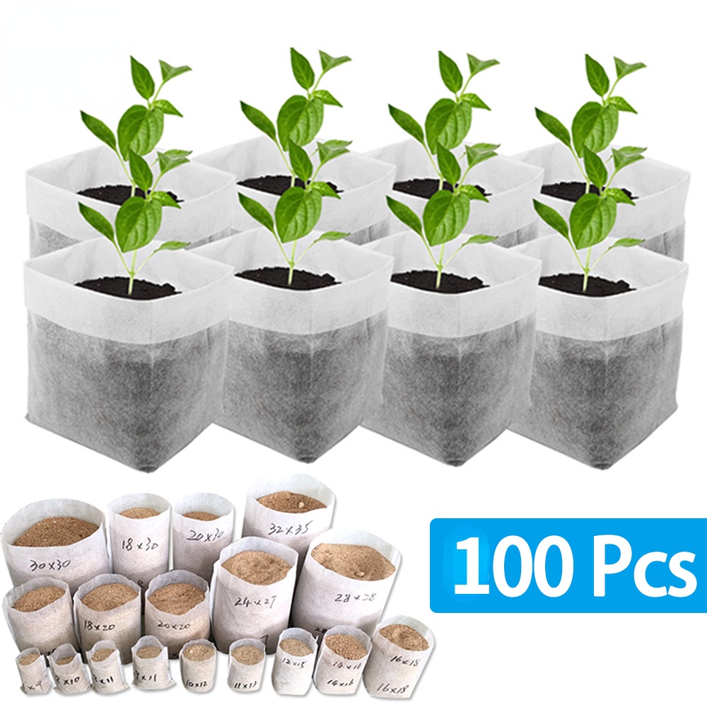 Pcs Biodegradable Nursery Bag Plant Grow Bags Non Woven Fabric Seeds