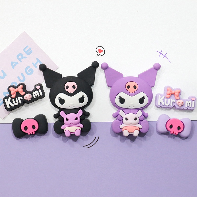 Cartoon Balck Kuromi Jibits For Crocs Flower Anime Jibbitz Charm Pin My