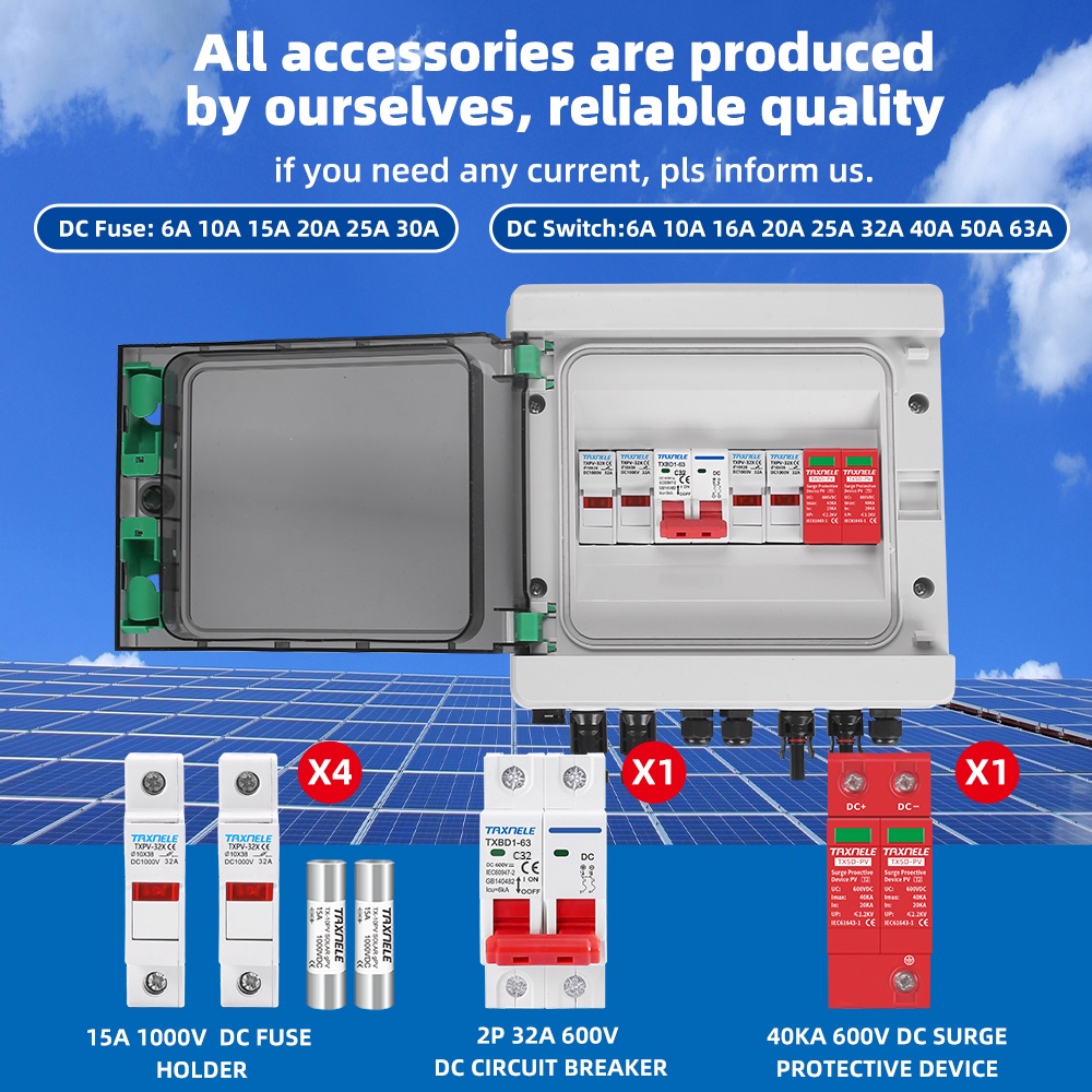 Solar Photovoltaic PV Combiner Box Surge Lightning Protection 2 Input 1