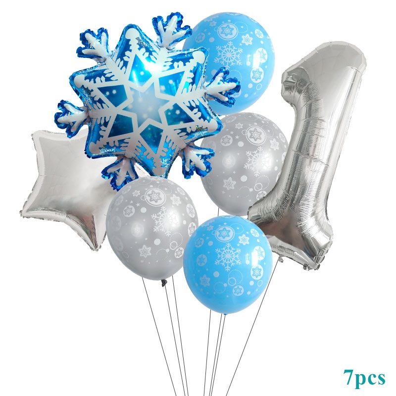 Pcs Frozen Theme Balloon Sets Snowflake Inch Number Aluminum Film