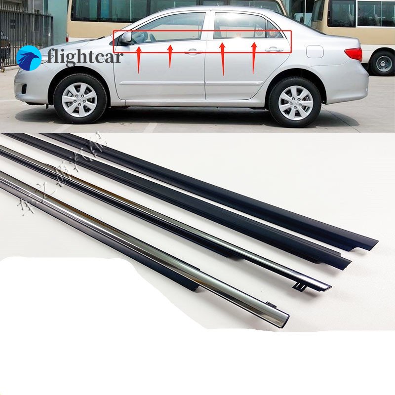 Flightcar 4pcsa Set Chrome Car Outside Window Moulding Weatherstrip