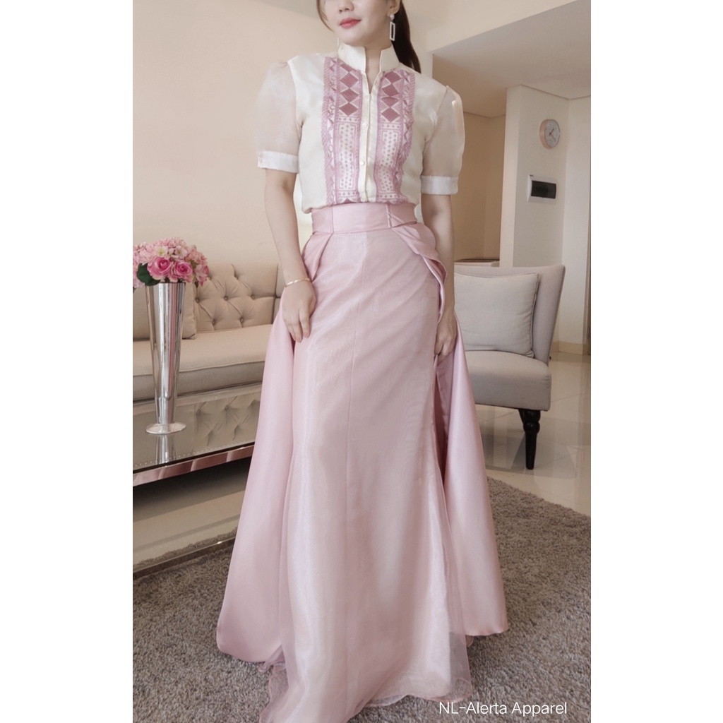 Modern Filipiniana Barong And Skirt For Women Shopee Philippines