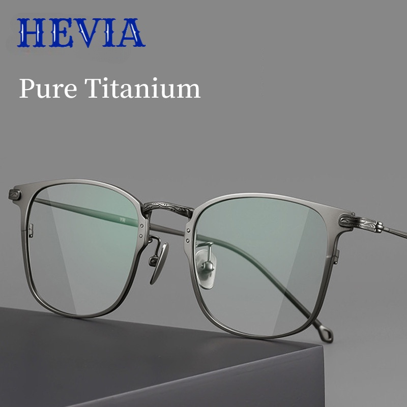 Hevia Ultra Light Pure Titanium Myopia Glasses Frame Men And Women