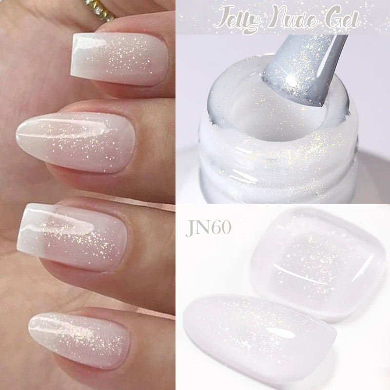 Ml Milky White Jelly Nude Gel Nail Polish Glitter Sparking Semi