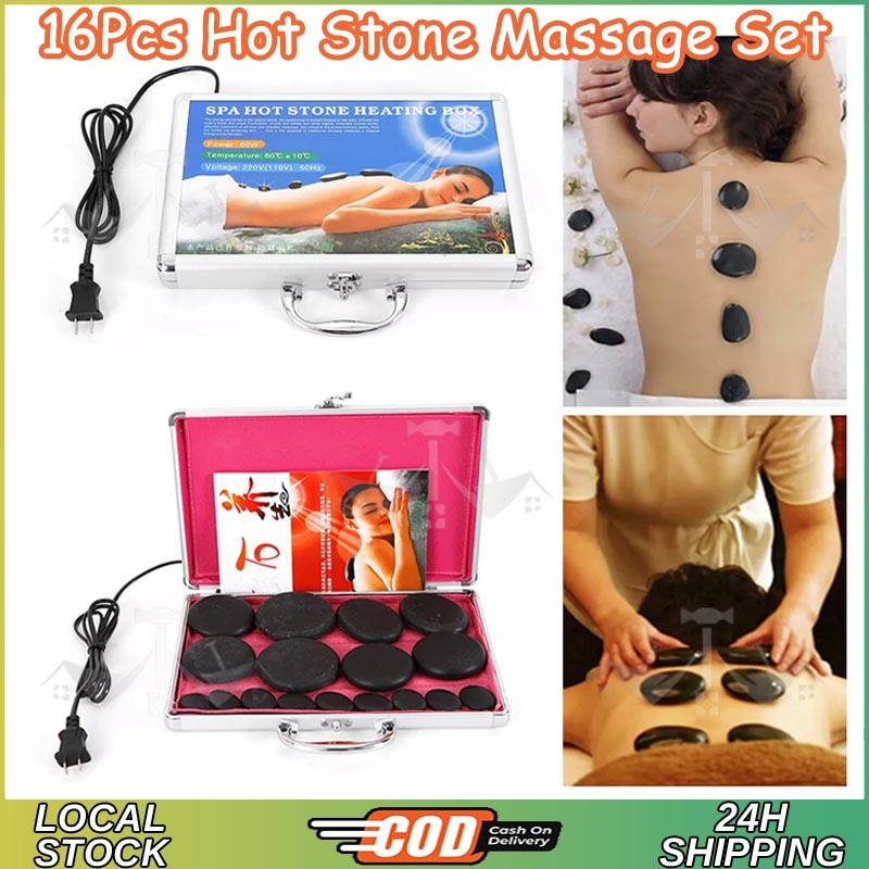16Pcs Hot Stone Massage Set Oil Nassage Energy Stone Set For Massage