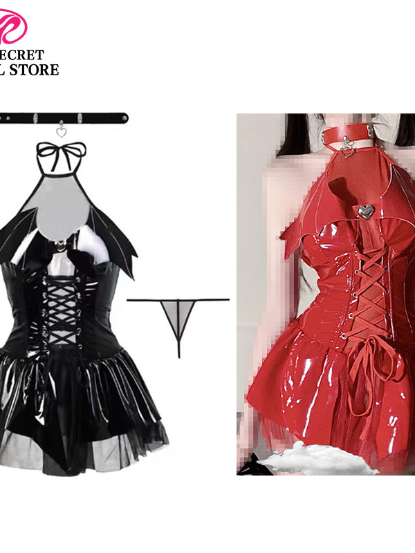 Sexy Lingerie Leather Lacing Magical Girl Skirt Role Play Mesh