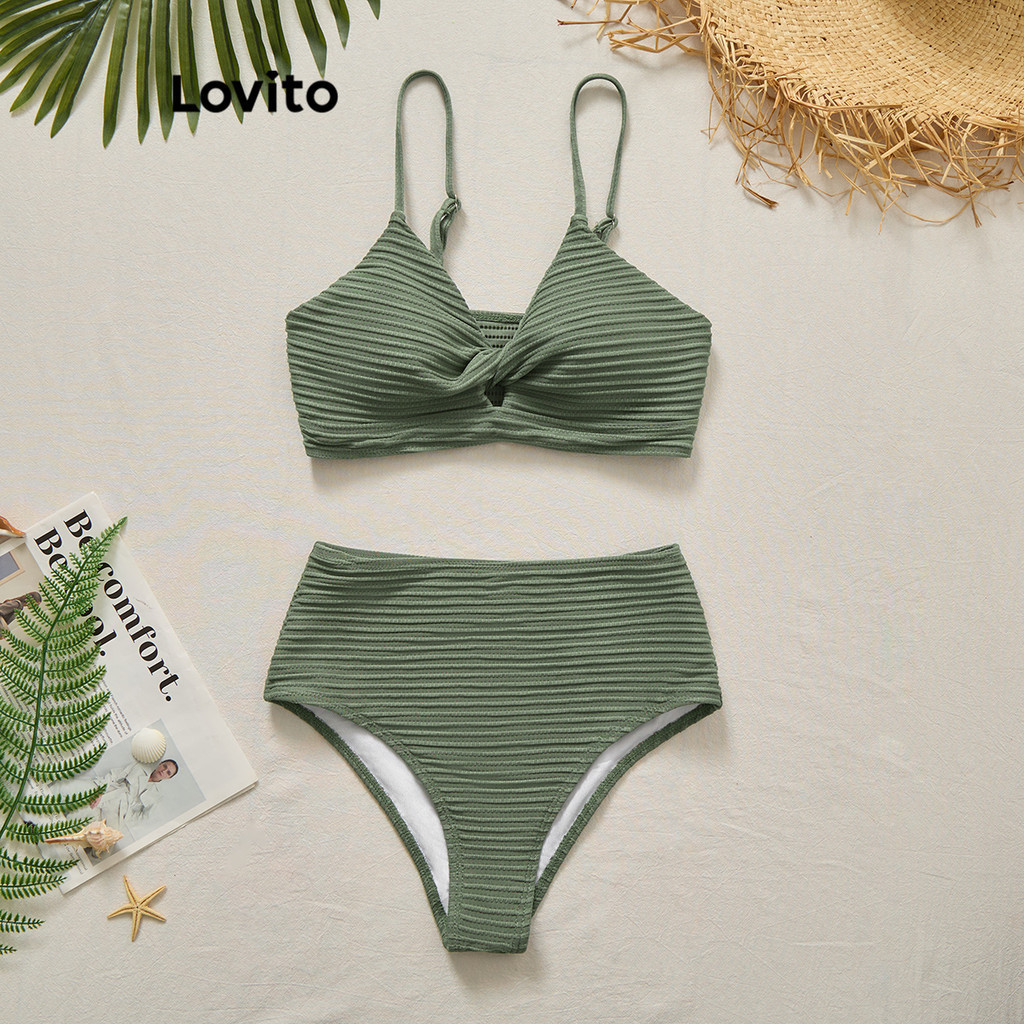 Lovito Women Sexy Plain Backless Bikini Sets LBL20277 Shopee Philippines