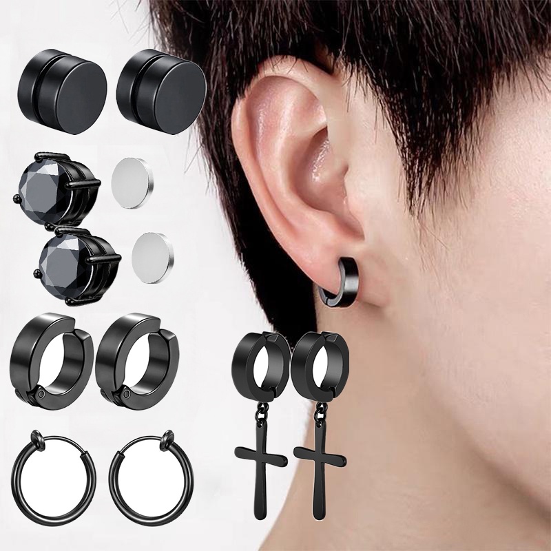 Pcs Stainless Steel Non Piercing Magnetic Stud Earrings Unisex Cz