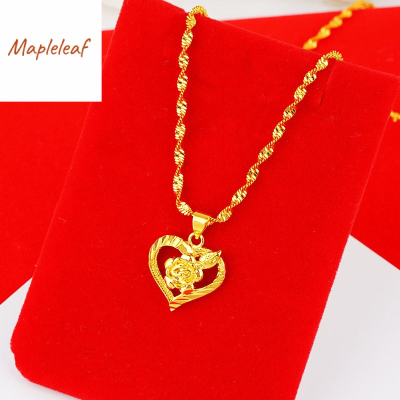 Original K Saudi Gold Pawnable Hollow Heart Rose Pendant Women S