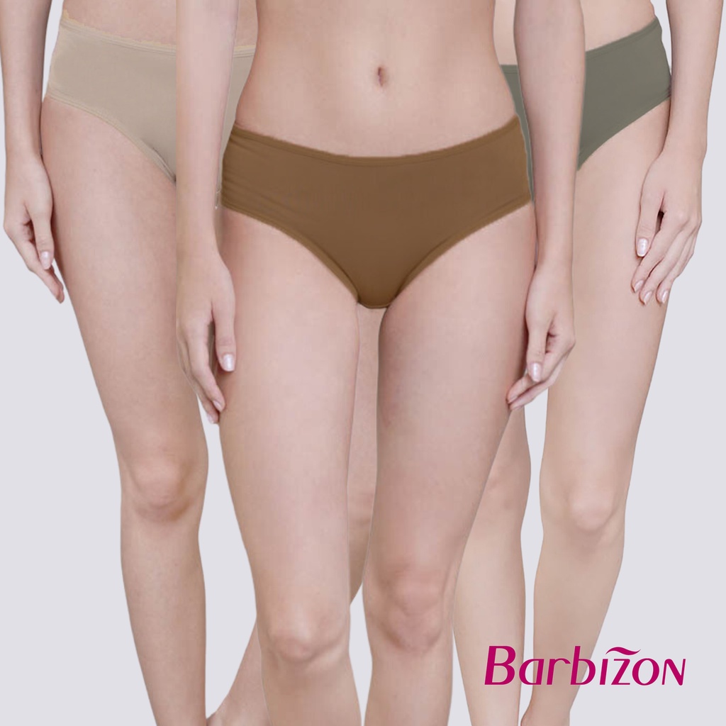 Barbizon Warm Neutrals 3 In 1 Pack Bikini Panty With Crotch Lining