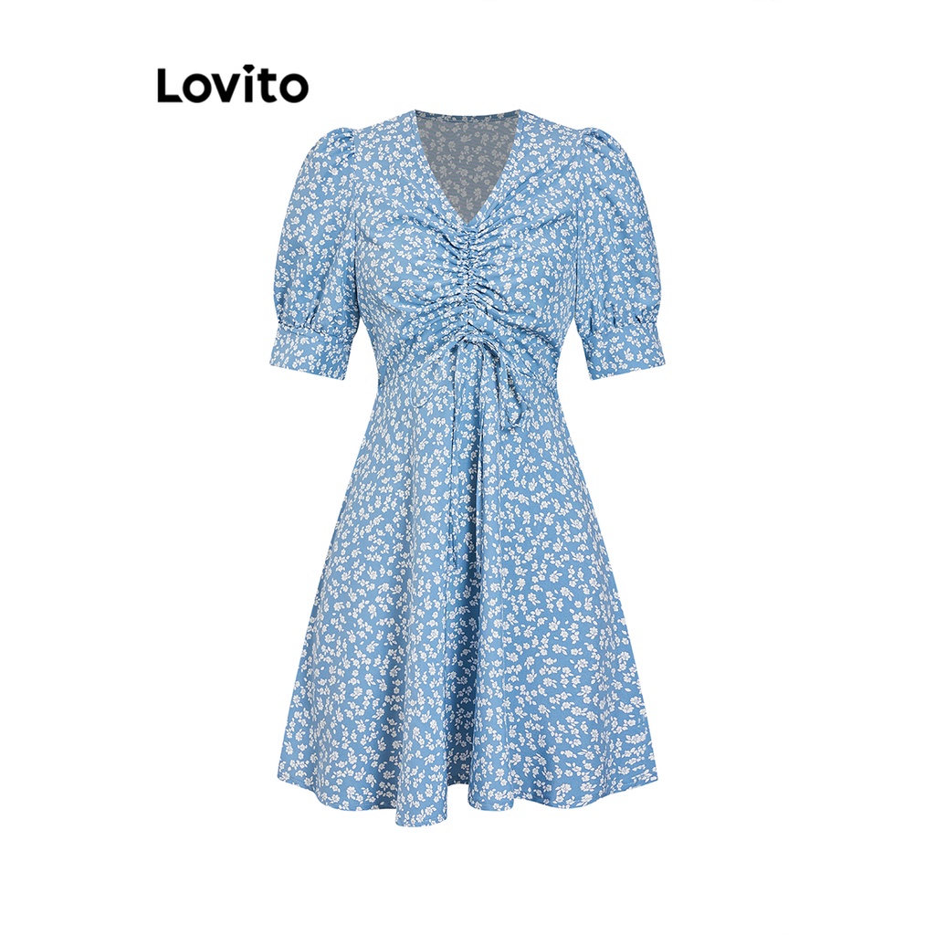 Lovito Women Boho Ditsy Floral Lace Up Dress L74ED193 Shopee Philippines