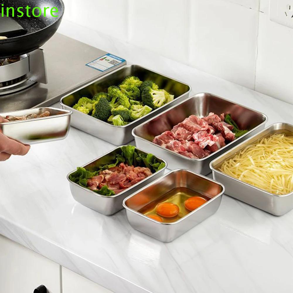 Instore Stainless Steel Food Storage Trays Rectangle With Plastic