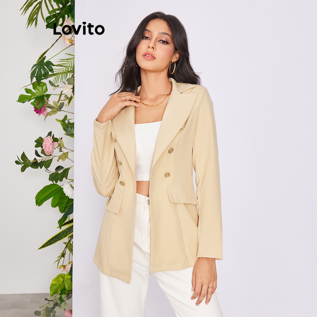 Lovito Women Button Front Basic Blazer Lbe Shopee Philippines