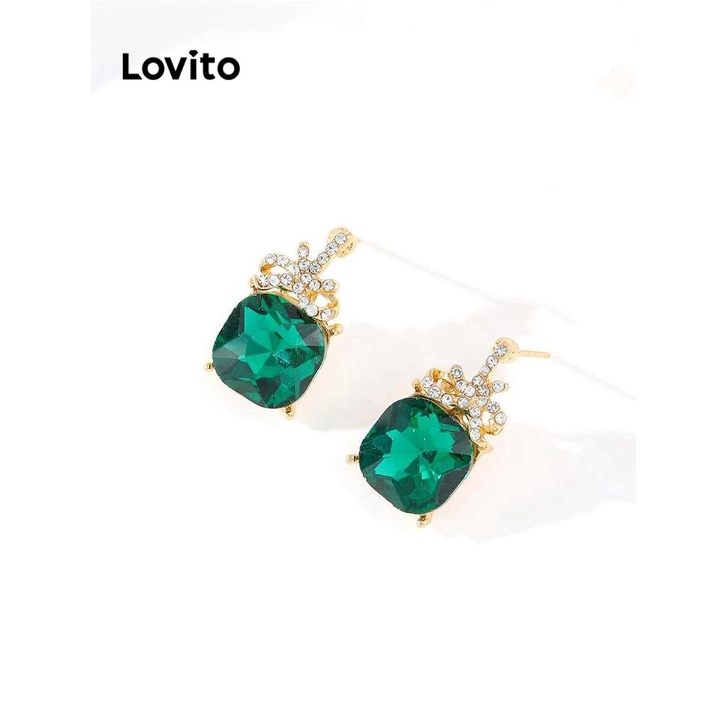 Lovito Women Casual Plain Rhinestone Geometric Retro Elegant Party