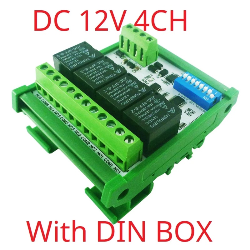 4CH DC12V 24V RS485 DO Relay Modbus RTU Module DIP Switch Setting