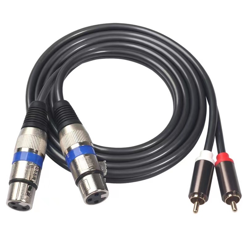 1 5m Copper Dual XLR Female To RCA Male Jack Connector Audio Signal