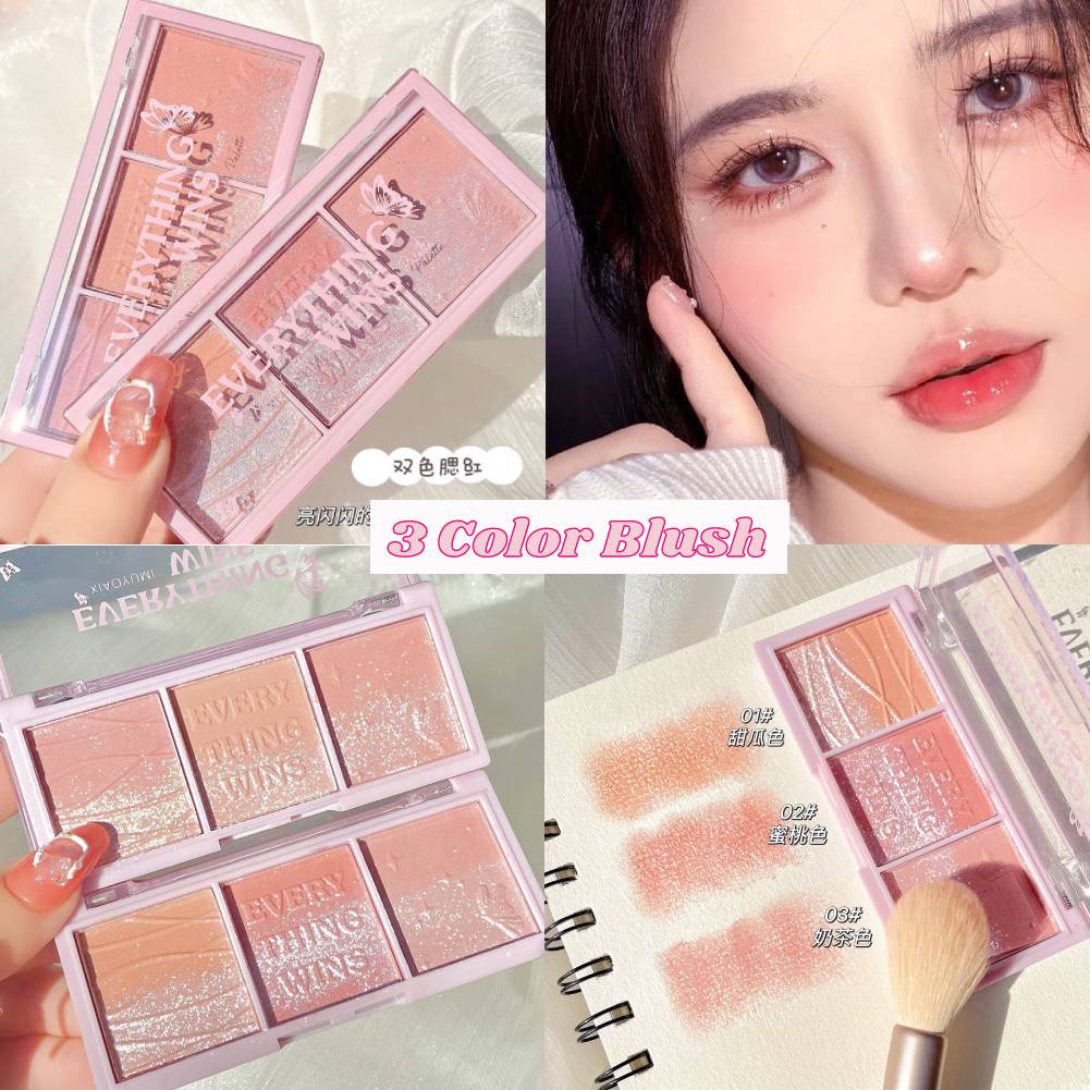 3 Color Matte Powder Blusher Eye Shadow High Gloss Cosmetics Nude