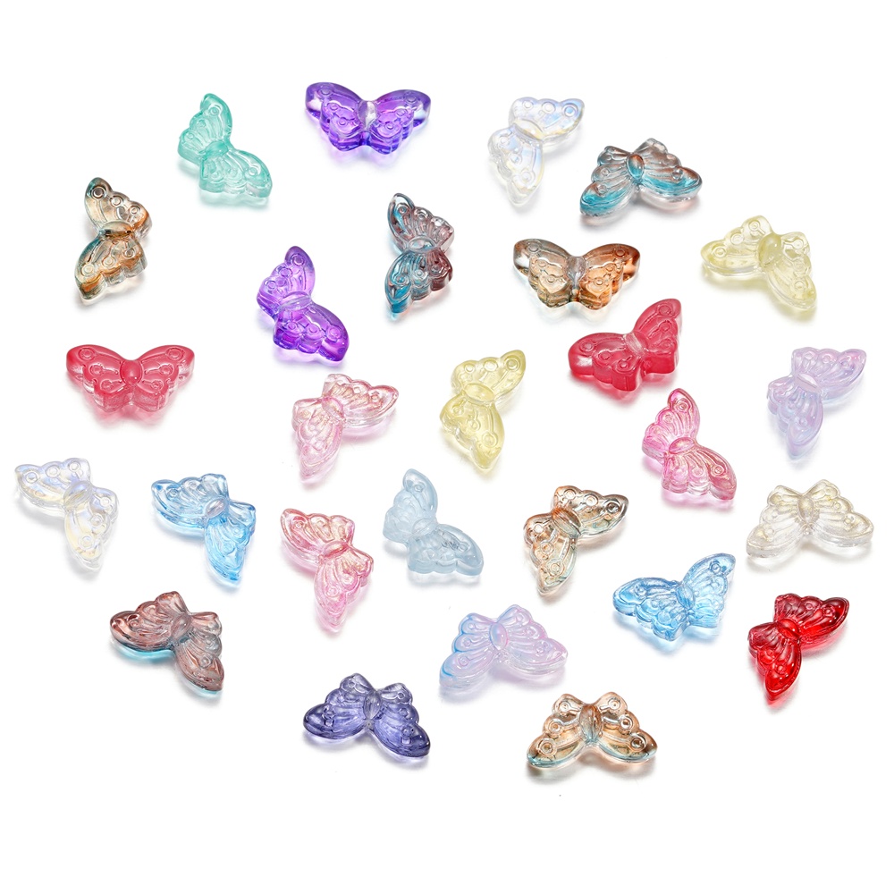 St Kunkka 30pcs 8 15mm Transparent Glass Small Butterfly Beads For