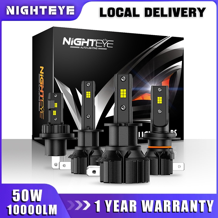 NIGHTEYE S9 H4 H7 H11 9005 9006 50W Pair 10000LM Headlight Bulbs For