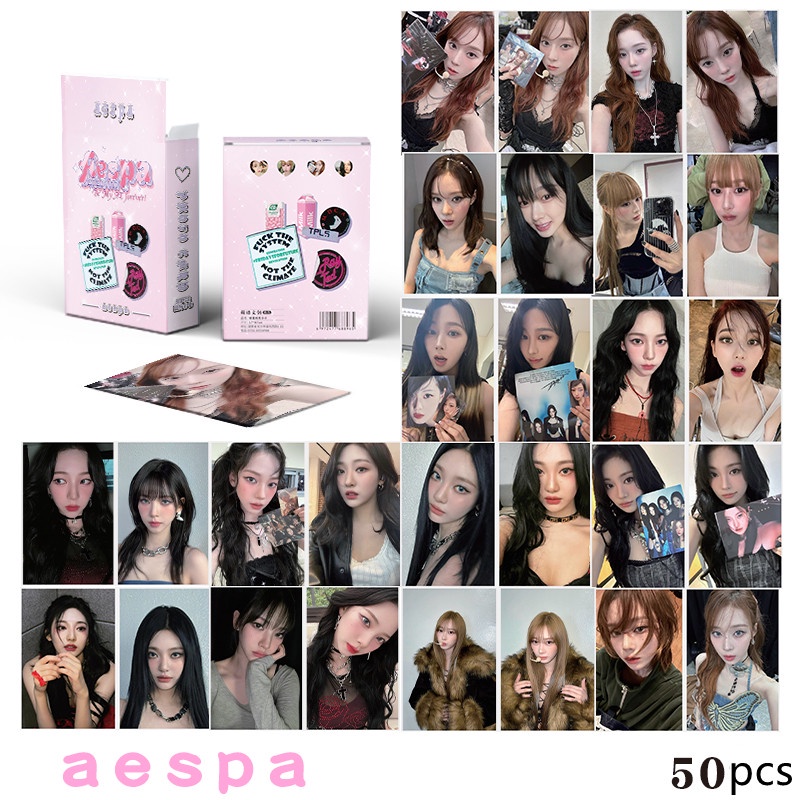 Pcs Box Aespa Photocards Laser Hologram Holographic Lomo Cards