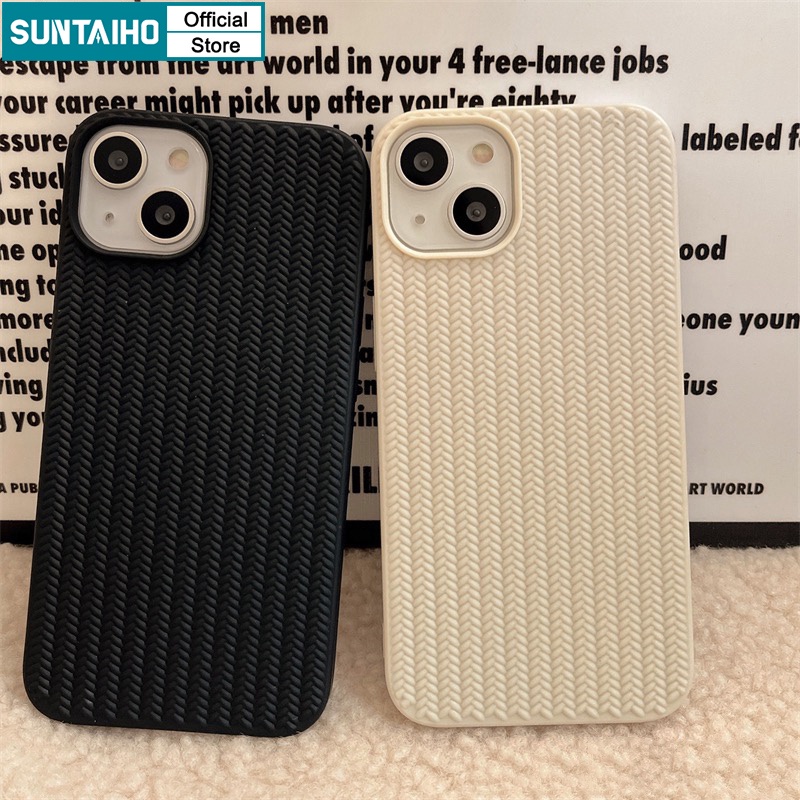 Suntaiho Aesthetic Simple 3D Braided Soft Silicon Couple Phone Case For