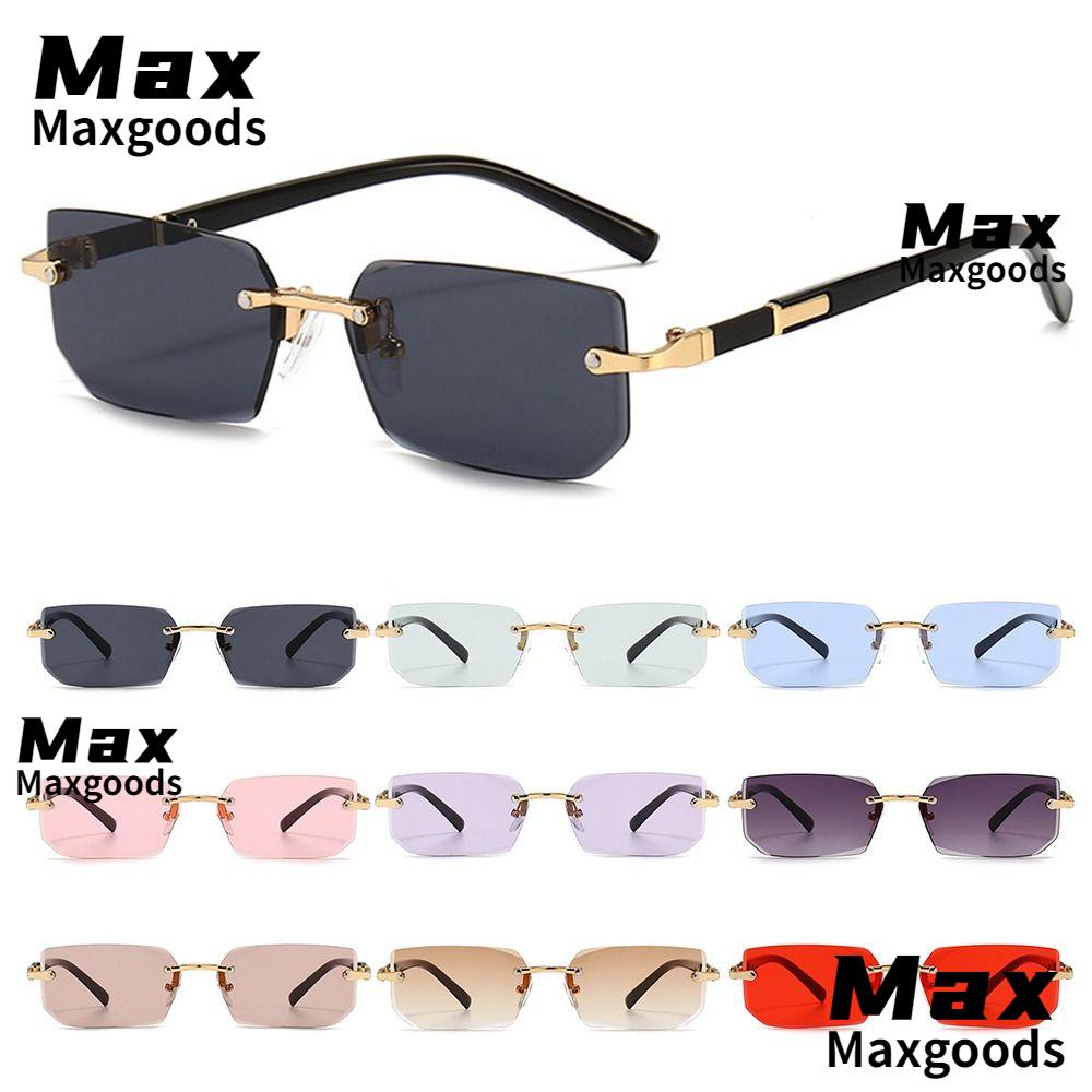 MAXG Rimless Rectangle Sunglasses UV400 Protection Y2K Frameless Sun