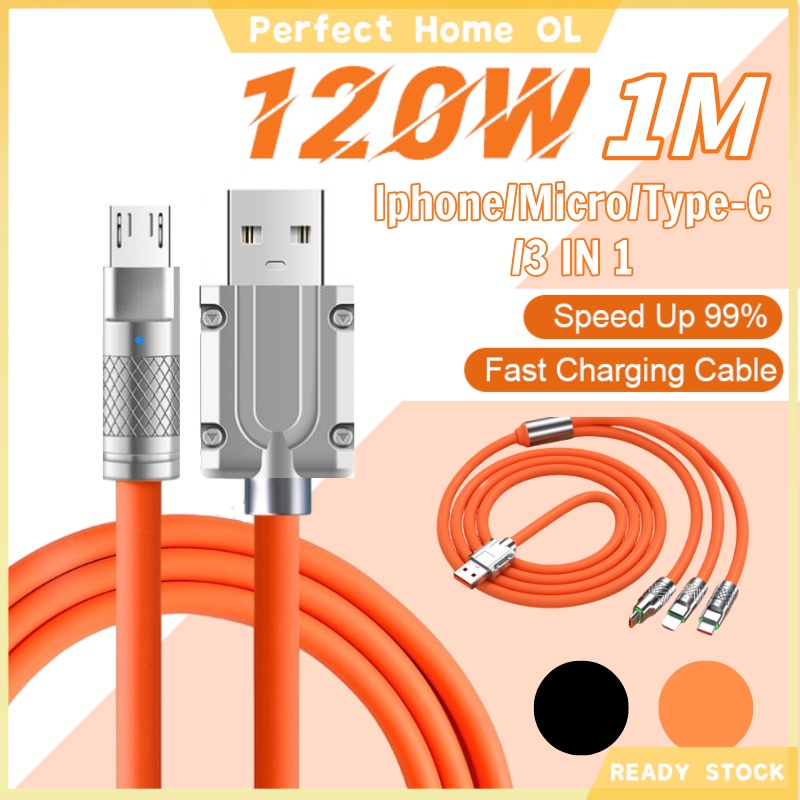 W A Fast Charger Cable Zinc Alloy Liquid Silicone Cable In