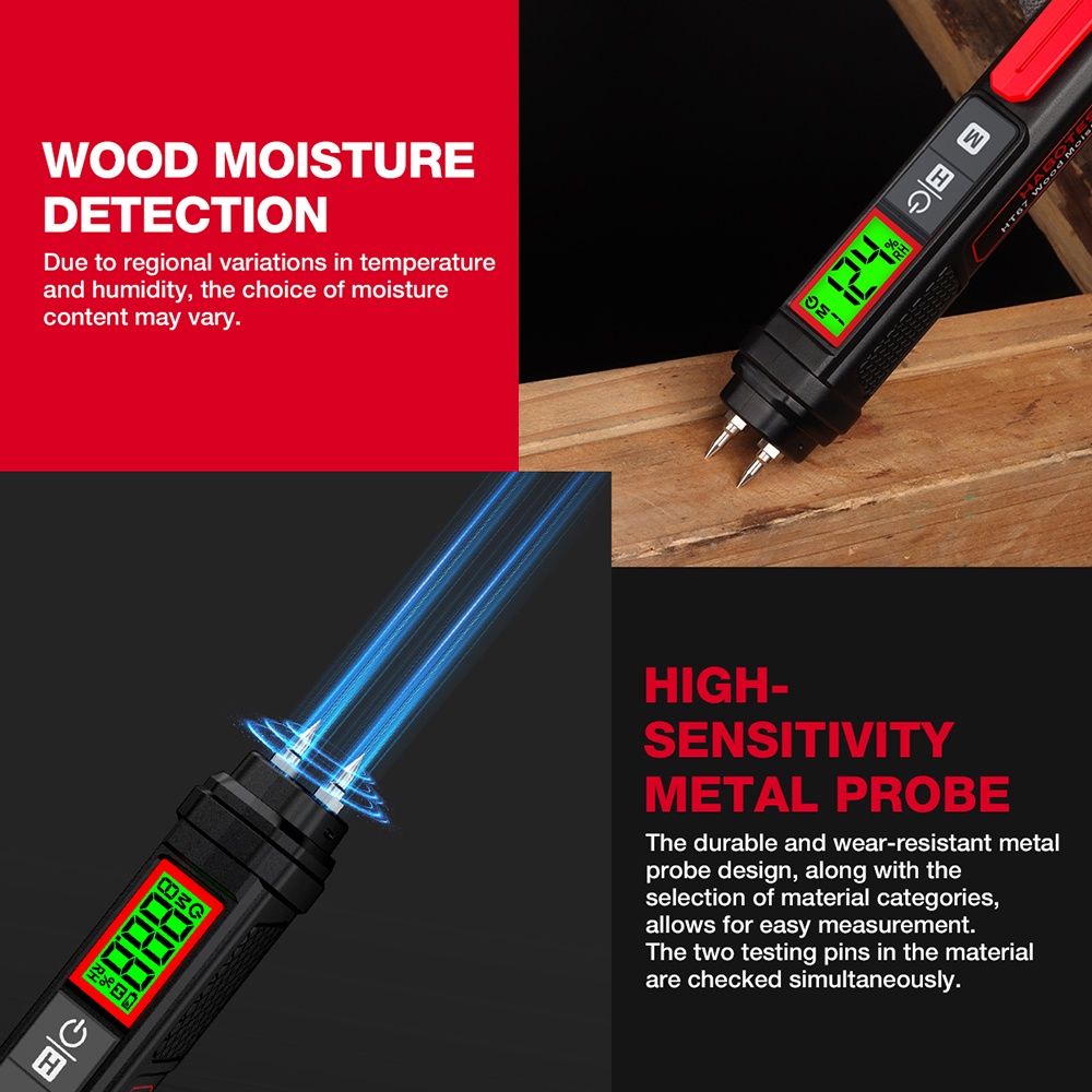 Habotest Wood Moisture Meter Testing Of Water Content Ht Digital Pin