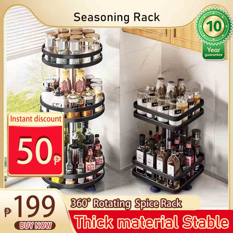 Tier Rotating Spice Rack Rotatable Kitchen Seasoning