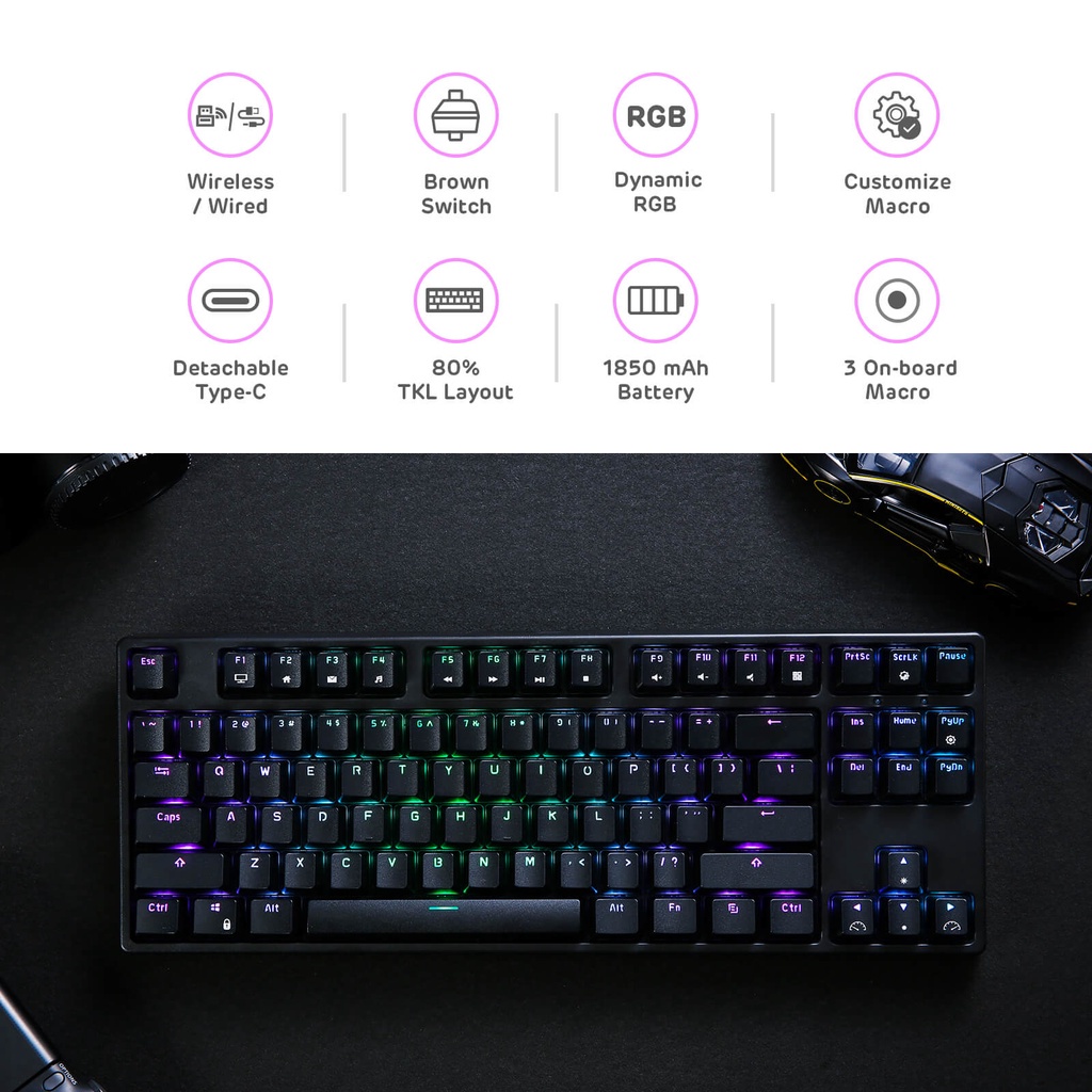 Rk Royal Kludge Rk Tri Mode Keys Tkl Mechanical Gaming Keyboard