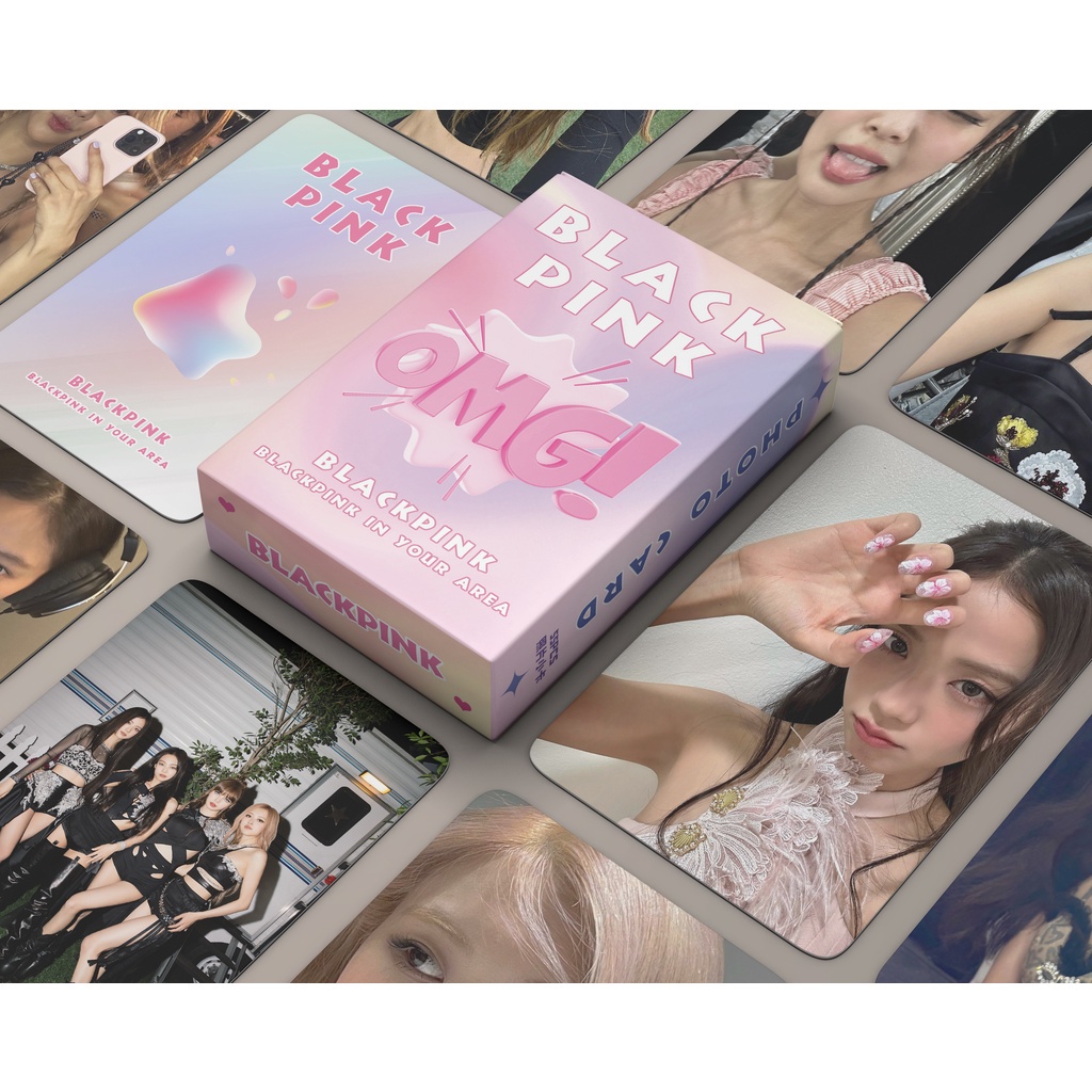 55pcs BLACK PINK Laser Holographic Lomo Cards 7th Anniversary Album THE