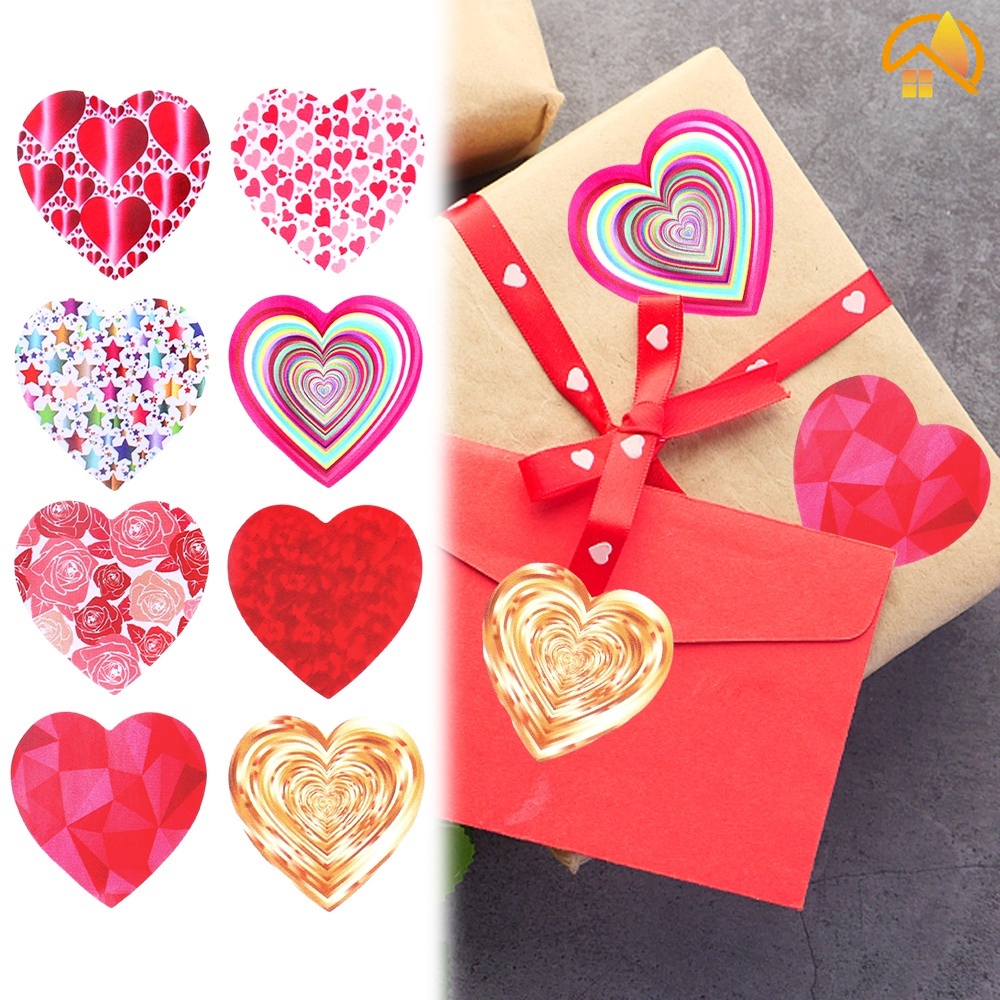 Pcs Roll Valentine S Day Theme Heart Pattern Paper Stickers Lover