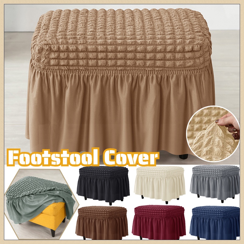 Footstool Cover Ottoman Cover Square Footstool Protector Stretch Fabric