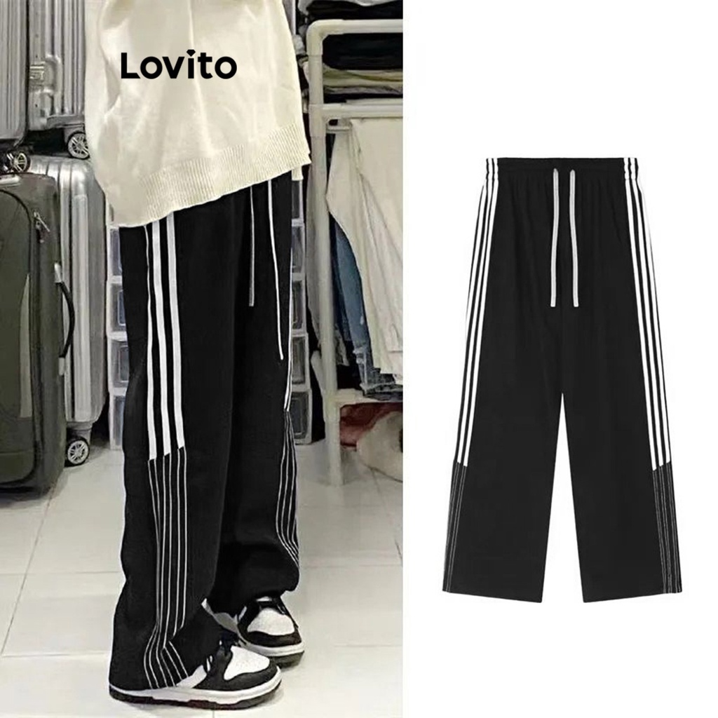 Lovito Women Lace Up Pants Lna Black Shopee Philippines