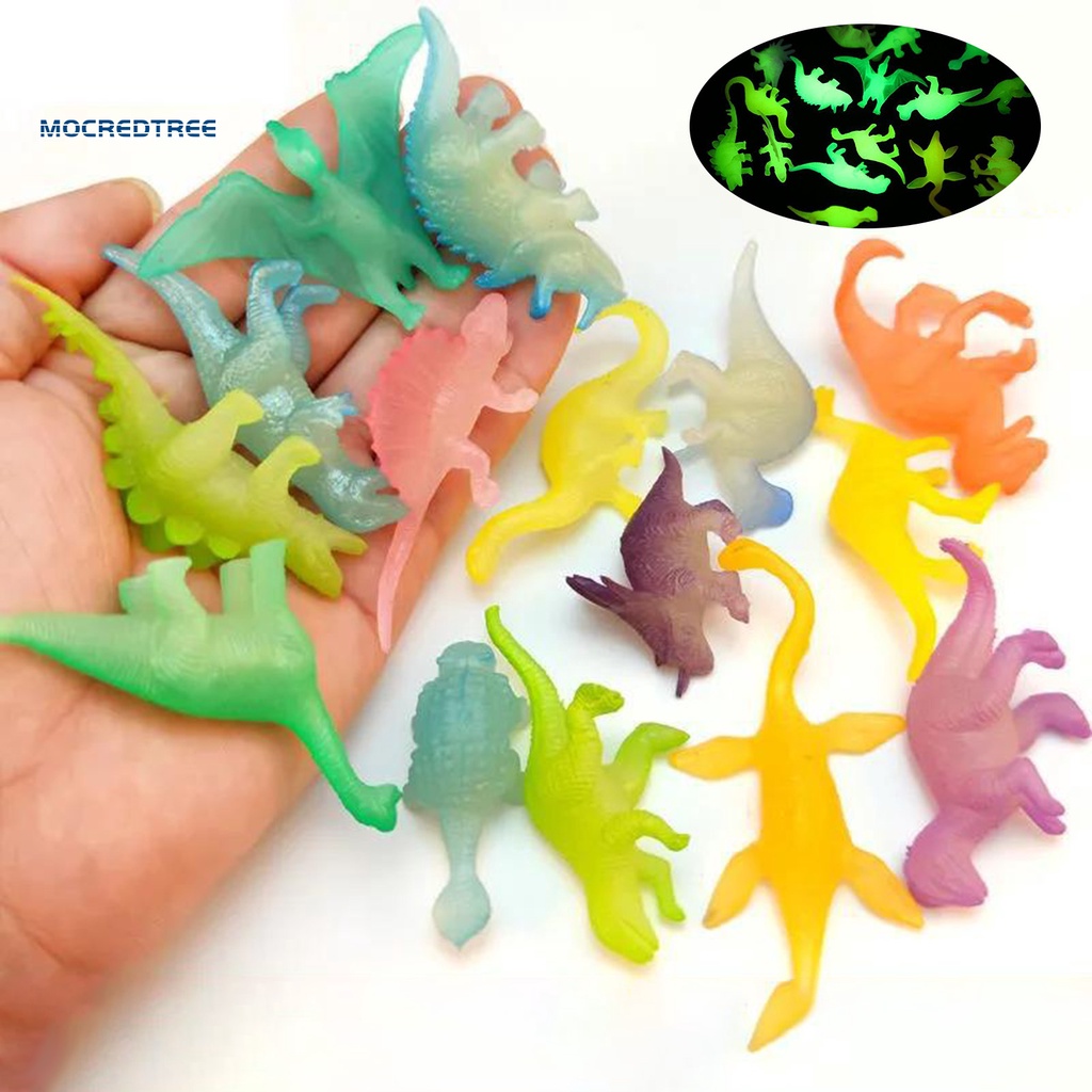 16Pcs Mini Dinosaur Toy Set Glow In Dark Tyrannosaurus Rex