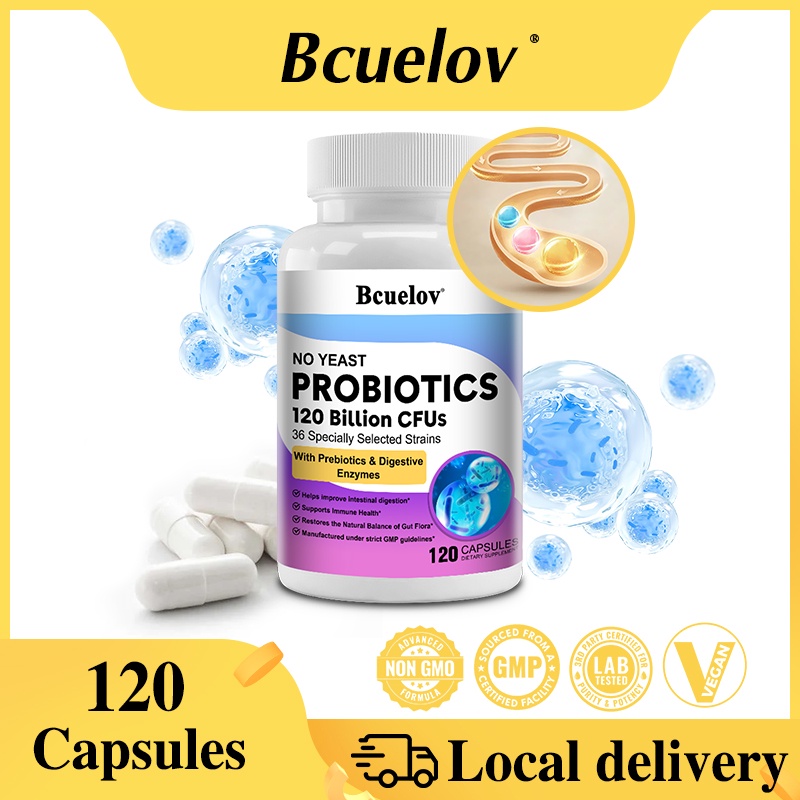 Bcuelov Probiotic Enzyme Capsules 120 Billion CFU 36 Strains To Support