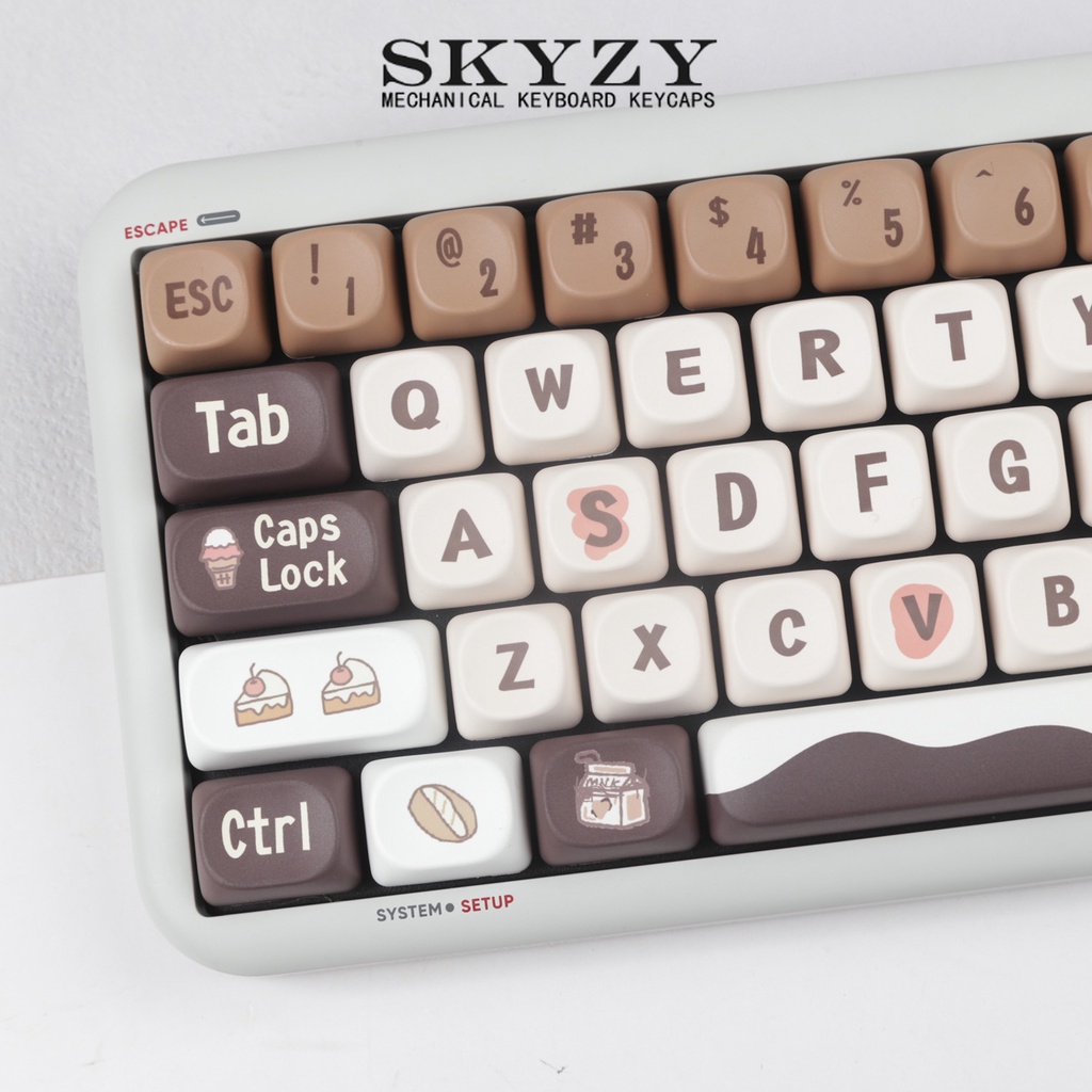 Chocolate Coffee Keycaps Moa Profile Cartoon Pbt Dye Sub Mechanical